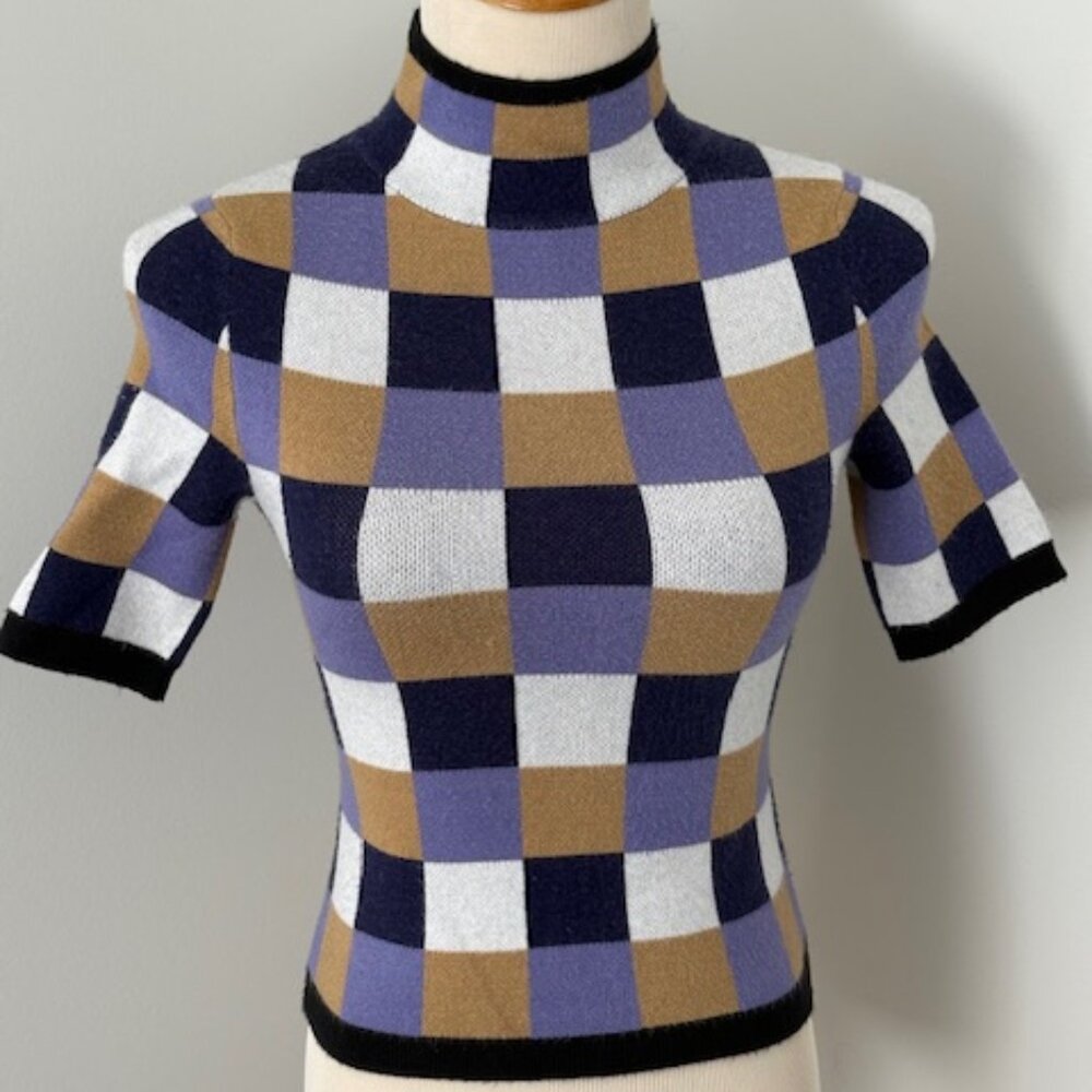 Anthropologie - Purple Checkered Sweater - Size XXS